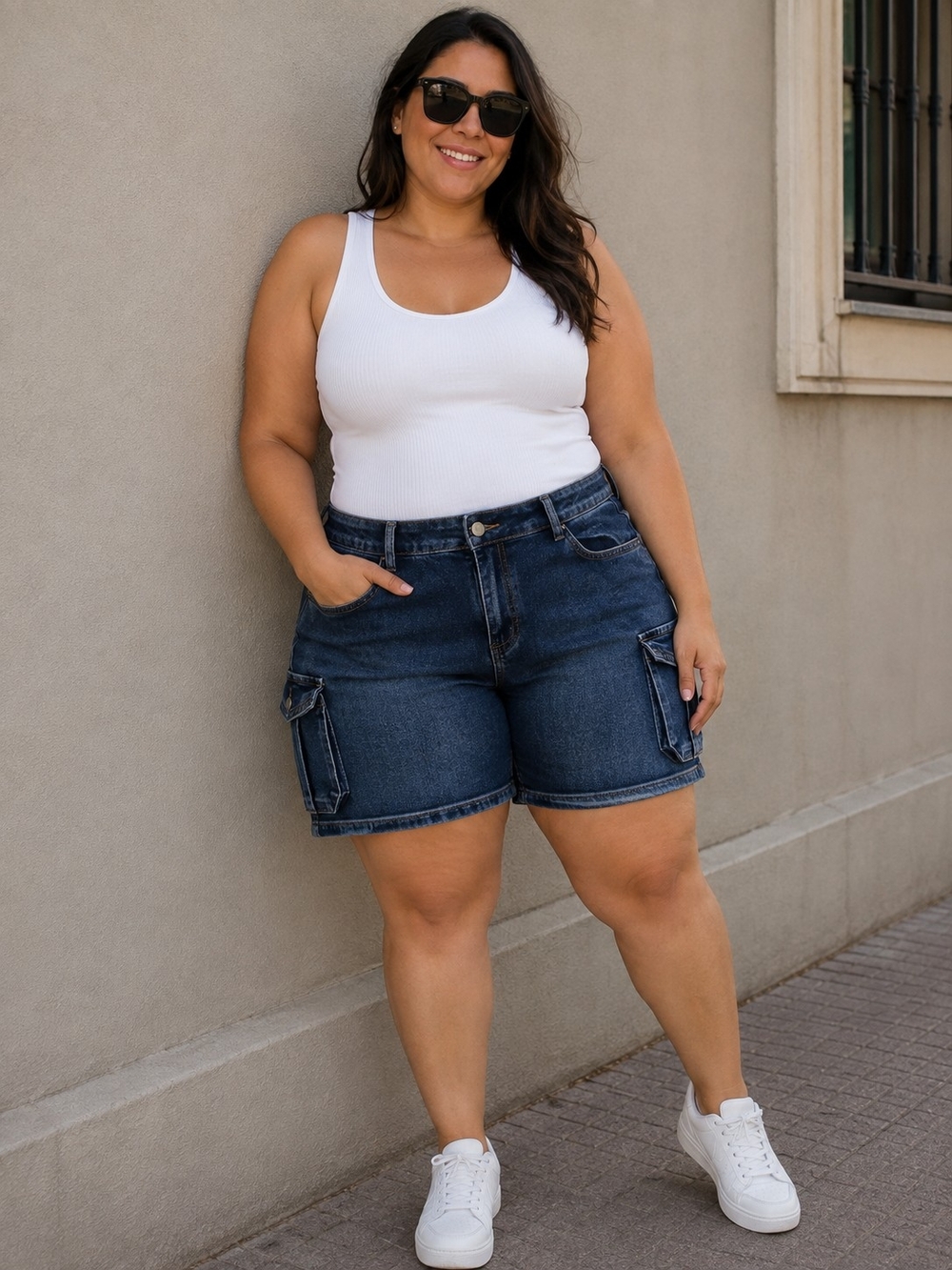 Women’s Denim Cargo Shorts – Size 2XL